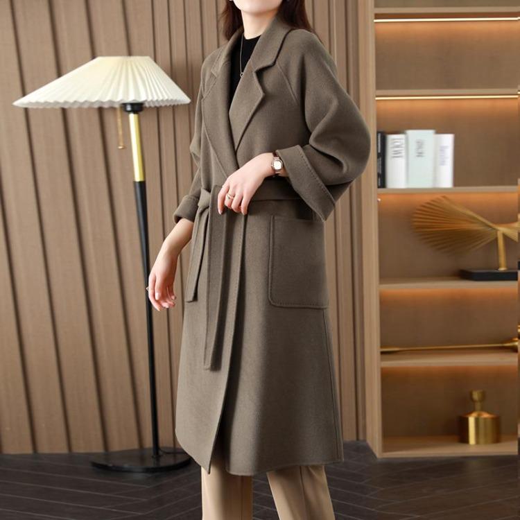 Modern Wool Long Coat for Women 100% Wool Handmade Pea Coat Winter Warm Overcoat Autumn New Saga