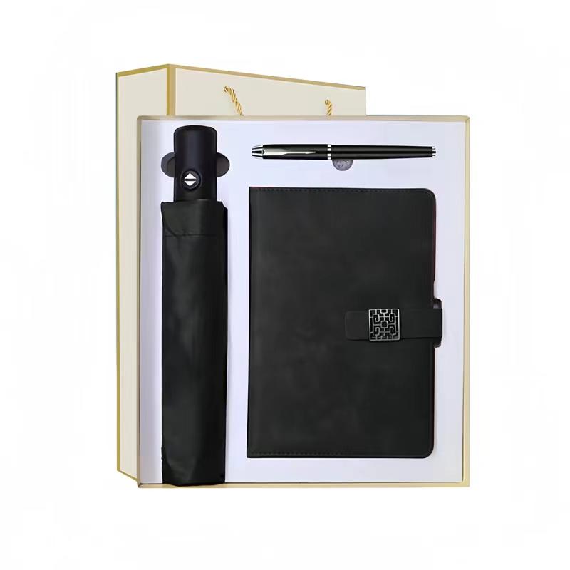 Custom Logo A5 Notebook Executive Gift Set Business Corporate Wallet Pen Thermos Set (Black,20*30*8.5cm) чёрный