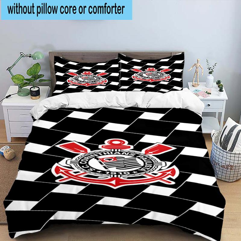 3pcs Sport Club Football Crest Printed Bedding Set Duvet Cover Closure Includes 1 Duvet Cover & 2 Pillowcases Bedding Sets Home Decor Gifts