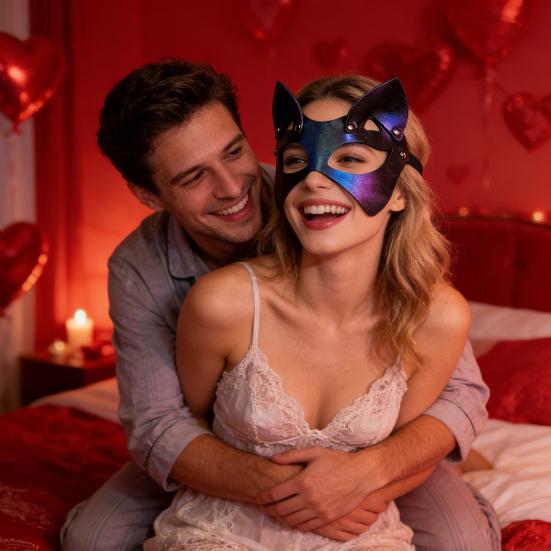 Máscara de Olhos BDSM com Rebite e Design Vazado Tira Ajustável Máscara Erótica para Roleplay Acessório Sexy de Mascarada para Roleplay para a Intimidade de Casais