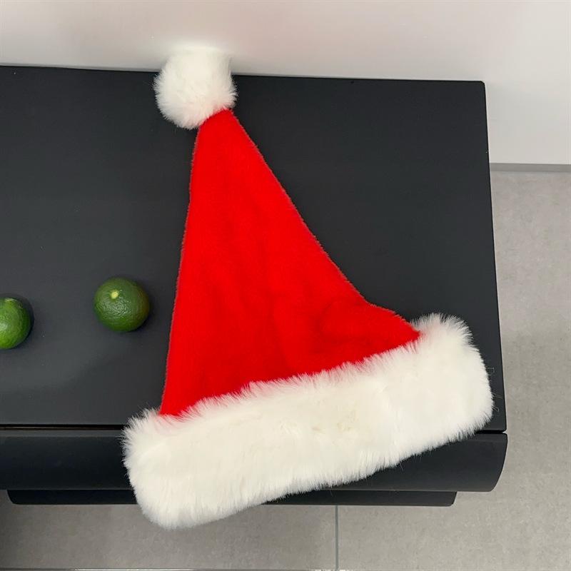 Cute Christmas Hat for Women, Autumn and Winter Christmas Hat Decoration, Red Plush Hat, Holiday Spring Festival Cold-Proof Hat M（56-58cm）