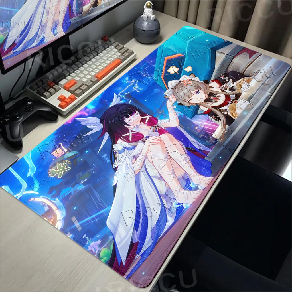 Tapis de souris mignon motif Columbina Genshin Impact Gamer Verrouillage Bord Anime Jeu d'ordinateur Grand Tapis de souris en caoutchouc Art Tapis de bureau pour ordinateur portable