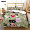 Cute Cat Print Quilt Cover Pillow Cover  Bedding Set Luxury Queen Bedding Set Cute Style Customized  children‘s  Bedding Set