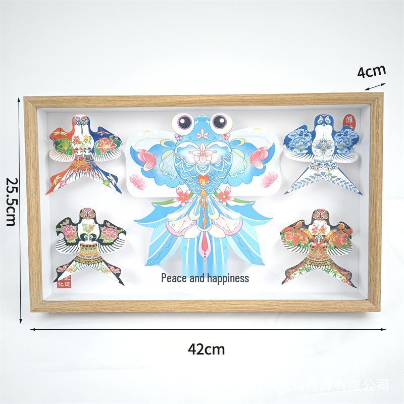 Exquisite Weifang Traditional Kite Wooden Frame Gift Set: Five Handcrafted Ornaments