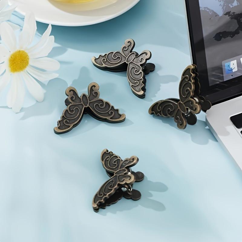 Elegant Butterfly Clips | Antique Bronze Finish, Intricate Floral Design, for Photos, Notes, Office & Home Organization, Durable Paper Clips