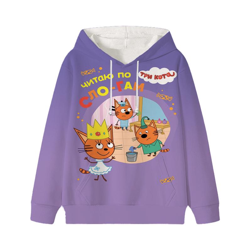Trzy kocięta bluza z kapturem E-cat rodzina dziecięca słodka dziecięca jesień bluza z kapturem ubrania mangi dziecko dziewczyna chłopiec bluza z kapturem bluzy z kapturem