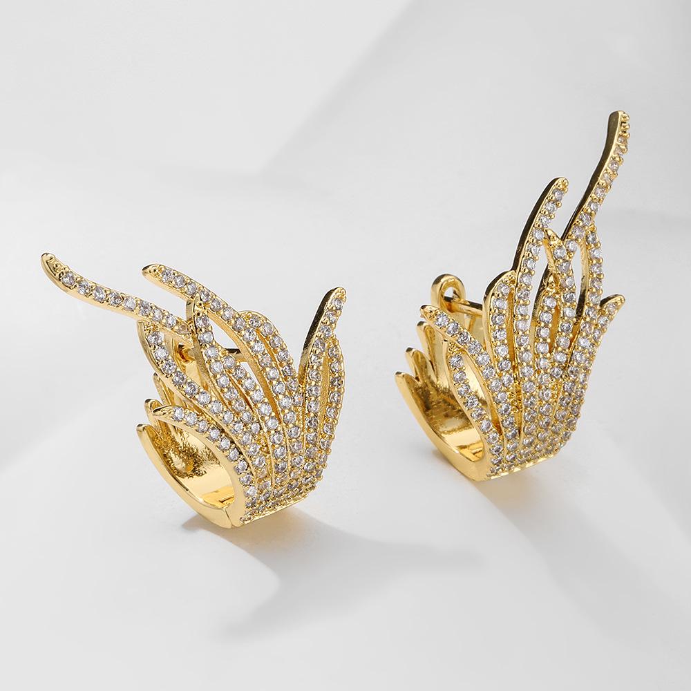 RAKOL Korean Style Feather Zircon Ear Cuffs - Light Luxury AAA Grade Temperament Earrings