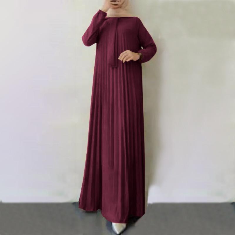 Damas Manga Larga Fiesta Vestido de Noche Musulmán Vestido Plisado Suelto  comprar a buen precio — entrega gratuita, reseñas reales con fotos — Joom