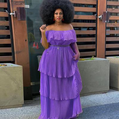 Kleid Gelb Chiffon Ein-Schulter-Träger Schlank Strandurlaub Falten Langes Kleid Kleid