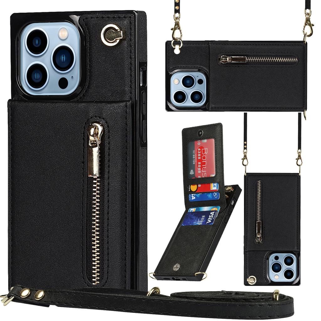 Luxury Crossbody Premium Leather Cover For iPhone 13 11 12 Pro XR XS Max X 7 8 Plus With Stand Function Shockproof Flip Case