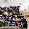 Detektiv Conan Charaktere Gruppe Bettwäsche Set Bettbezug Geschenk für Schlafzimmer, Enthält 1 Bezug und 2 Kissenbezüge, Ohne FüllungB513