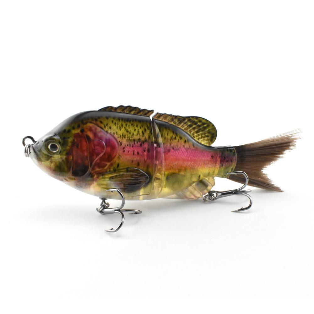 125Mm Plastic Silk Tail 2 Sections Sunfish Simulation Multi-Section Bait S Type Flexible Underwater Swimming Luya Bait