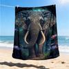 1pc Ornate Elephant Design Throw Blanket Polyester Fiber, Lightweight Flannel, Soft & Warm, All Season Use for Outdoor, Camping Digital Print
