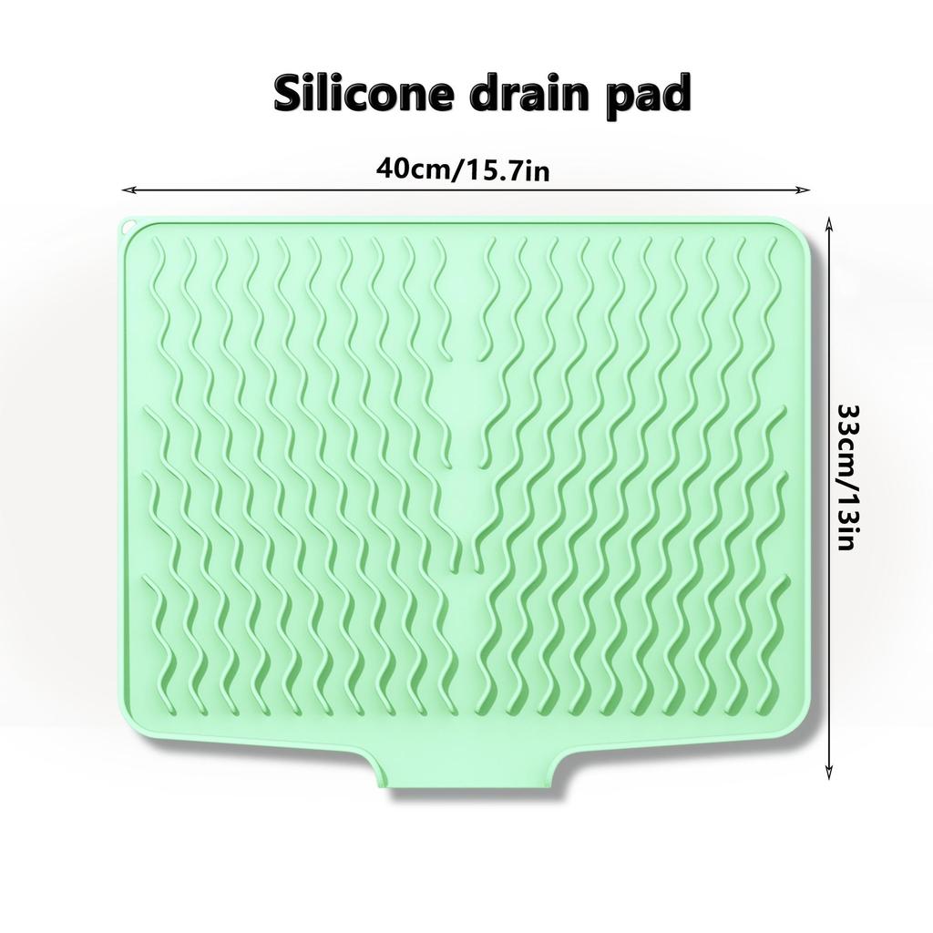 Wavy Pattern Silicone No-Drill Soap Dish & Drain Mat Rack