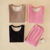 Koala Fleece Women's Extra Thick Alpaca Wool Underwear Set - Fleece-Lined, Round Neck Warmwear for Middle-Aged and Elderly.