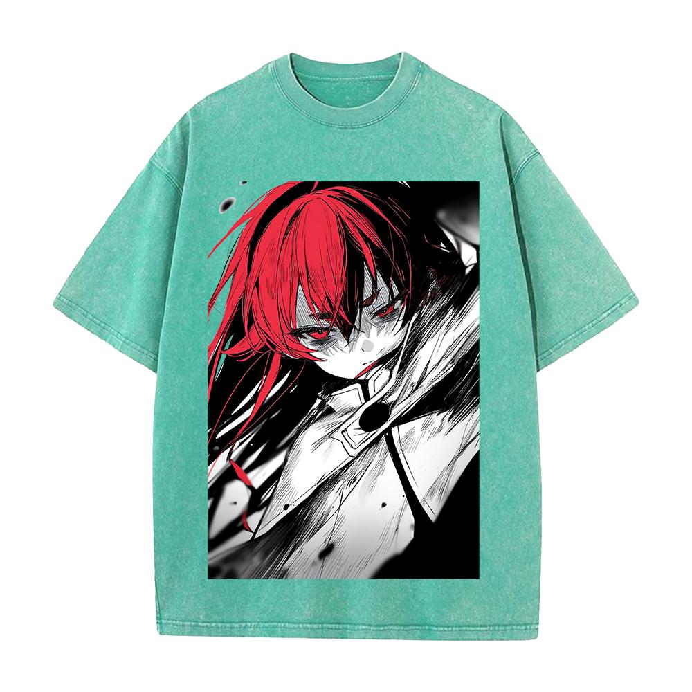 Mushoku Tensei Eris Cool Printed Tee Men Women Washed T-shirts Oversized Cotton T Shirt Short Sleeve Clothing Harajuku Tshirt