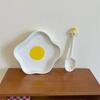 Koreanisch Niedlich Ei Keramikteller Kreativ Unregelmäßig Kochgeschirr Frühstück Obstsalat Geschirr Snackteller Küchenutensilien
