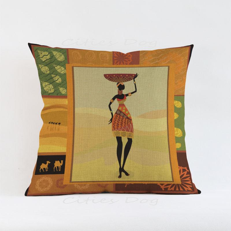 African Woman Painting Cushion Cover for Safe Pillow Case 45x45 Home Decorative Throw Pillow Cover Car Pillow Chair BZ175