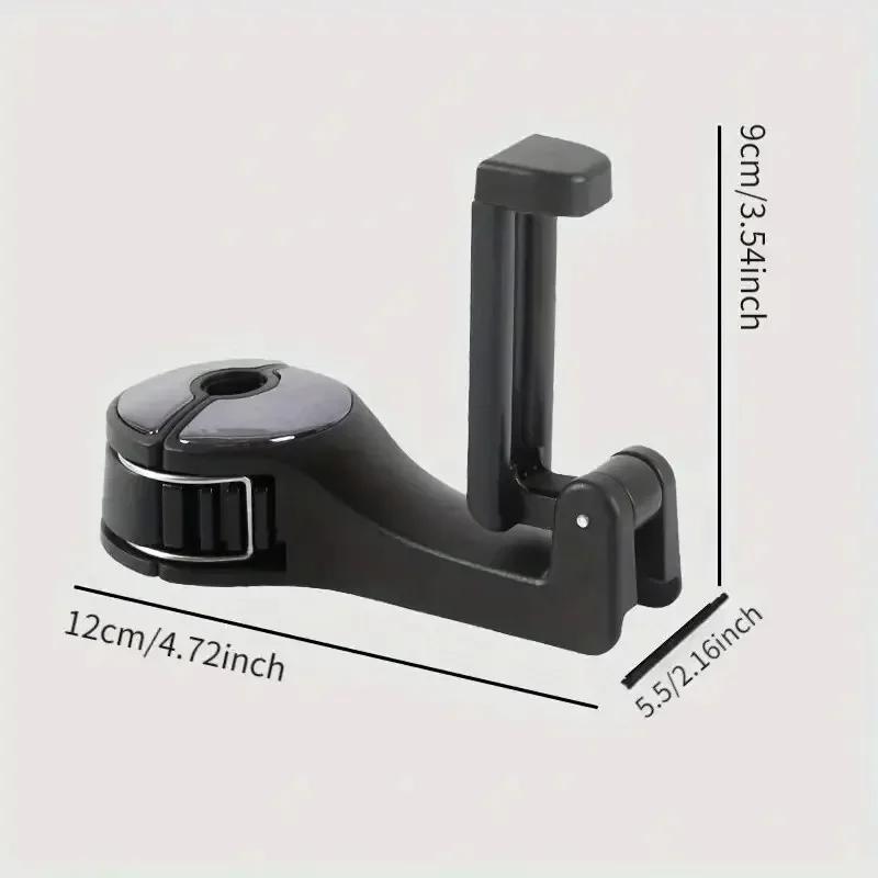 Multifunctional 2 In 1 Car Hook Hidden Mobile Phone Holder Bracket Car Clip Rear Row Headrest Hook Lock Buckle Car Mount Stand