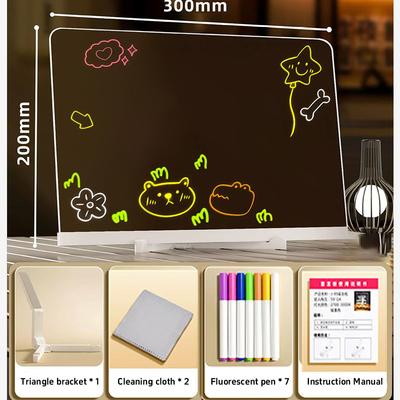 LED Light-Up Acrylic Message Board Erasable USB Drawing Board Birthday Gift Bar Advertising for Creative Activities with Stand