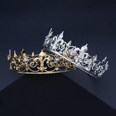 Bar Mitzvah Crown King Crown Hair Hoop Headband Metal Prince Crowns Korean Style Hair Accessories Round Tiaras Girls Gift