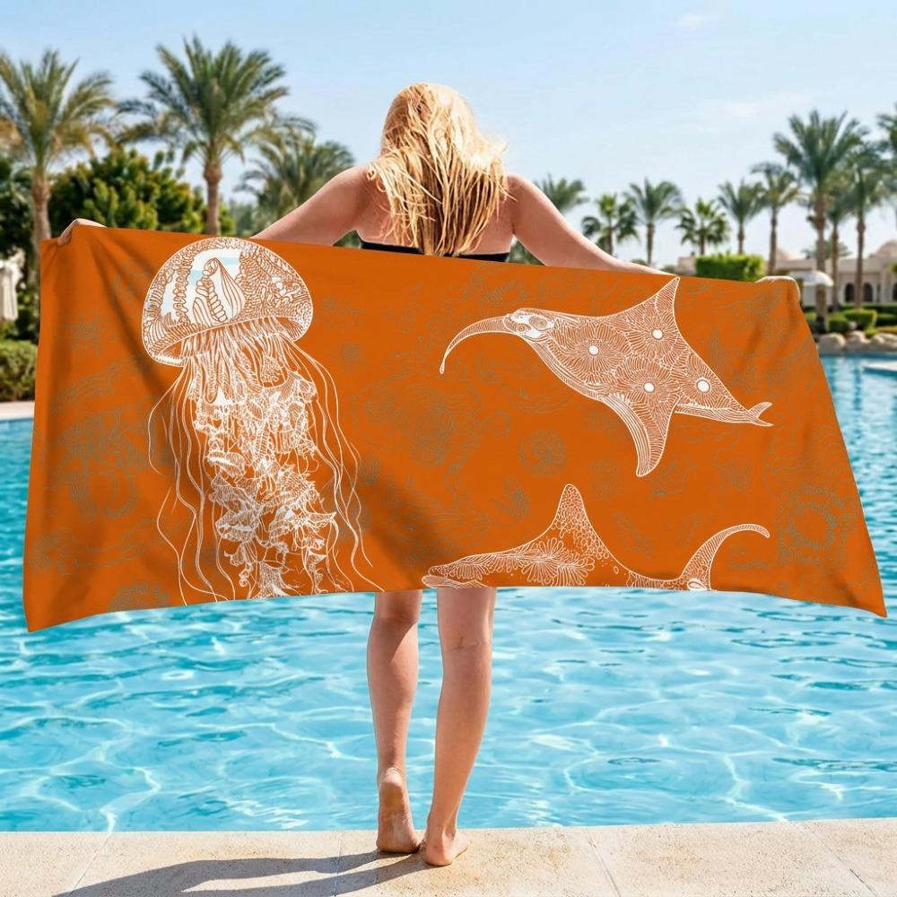 

Absorbent Sea Theme Microfiber Beach Towel Skin-friendly Swimming Towel Beach Blanket Pool Style H
