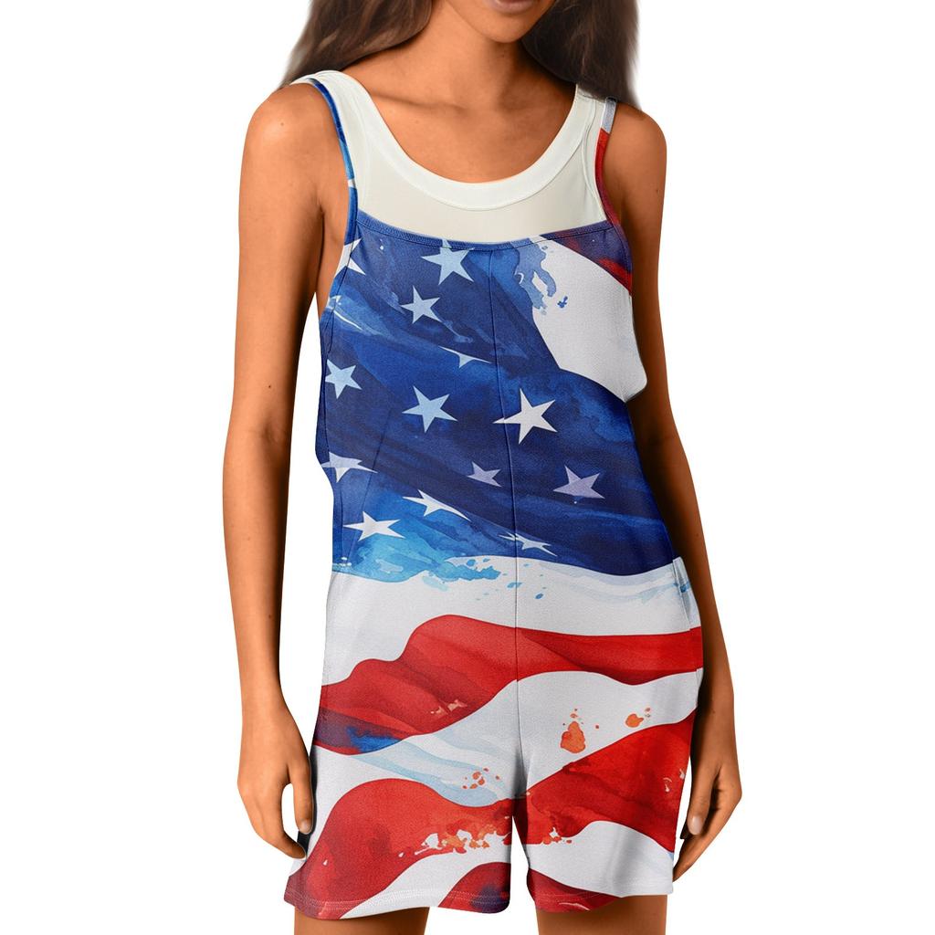 Damen Lässige Und Modische Ärmellose Camisole Mit Tasche Jumpsuit Shorts Jumpsuit Shorts