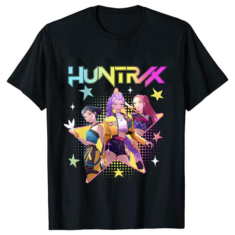 Kpop Demon Hunters Cartoon T-shirt for Chrildren  O-neck T-shirts 2025 Hot Movies Same Tshirts Fans Gifts Y2K High Street Tops