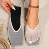 Fashion Women's Flat Shoes Spring New Square Head Deep Mouth Mesh Cloth Breathable Soft Sole Anti-slip Wear-resistant Slippers