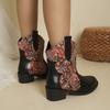 Fashion Women's Short Boots, Chunky Heels, Designer Python Print, Fashion and Ankle Boots