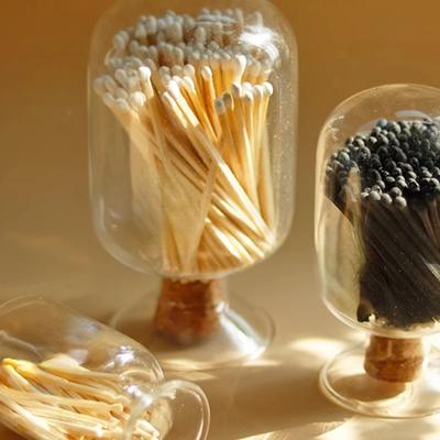 Lucifer Glazen Fles Aromatherapie Kaars Glazen Stolp Pot Open Haard Lucifer Kerst Luciferdoosje Opbergpot met Houten Stop
