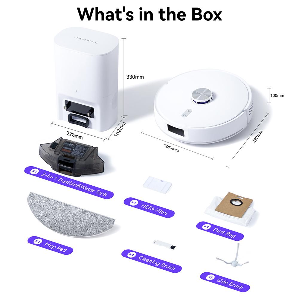 Narwal Freo S Saug- und Wischroboter, Automatische Staubabsaugung, 8000Pa Saugkraft, Smarte Navigation & Sprachsteuerung