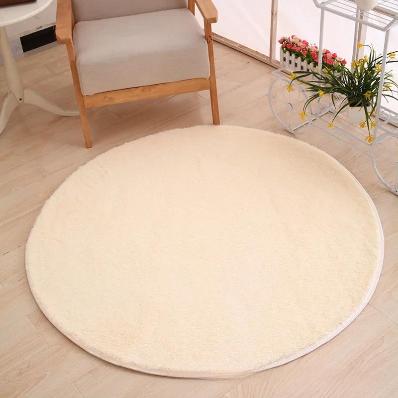 Thick Silk Carpet Floor Mat Fluffy Tender Comfortable Solid Simple Daily Living Room Bedroom Round Skin-friendly Household Ins