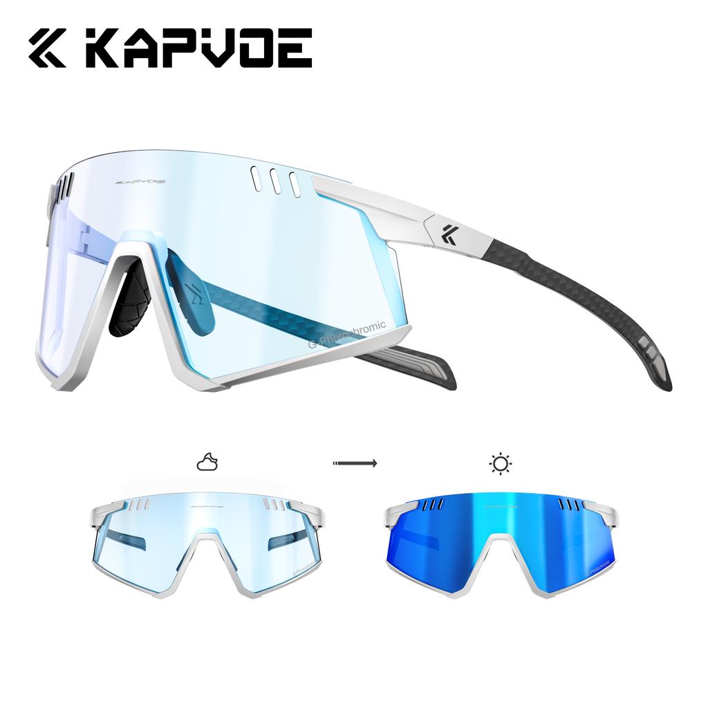 Lunettes de cyclisme Kapvoe Photochromiques UV400 VTT Claires Vélo de montagne Lunettes de soleil de transition pour hommes Femmes Lunettes de sport