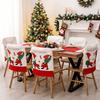 Non-Slip Santa Claus Backrest Covers Cartoon Xmas Dinner Chair Seat Cover Hotel