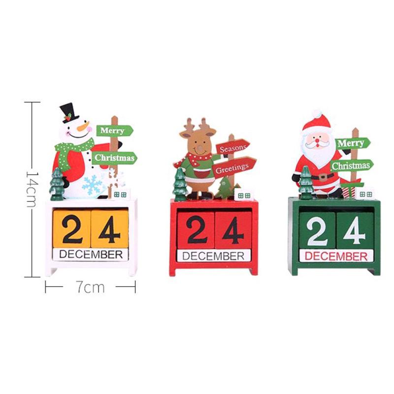 Christmas Mini Wooden Countdown Calendar Ornament Adjustable Date Children Holiday Gifts For Desktop