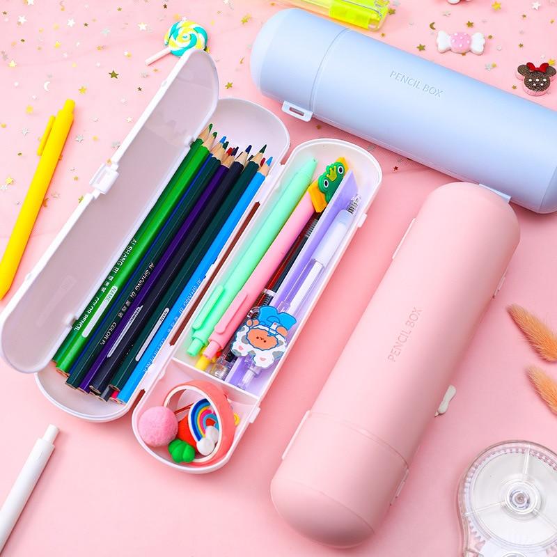 Multifunctional Pencil Box Large Capacity Double Layer Pencil Cases Creative Cylindrical Pen Holder Kid Stationery