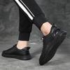 Autumn new first-layer cowhide casual men's shoes black flat shoes breathable lace-up-free versatile board shoes men's trendy shoes