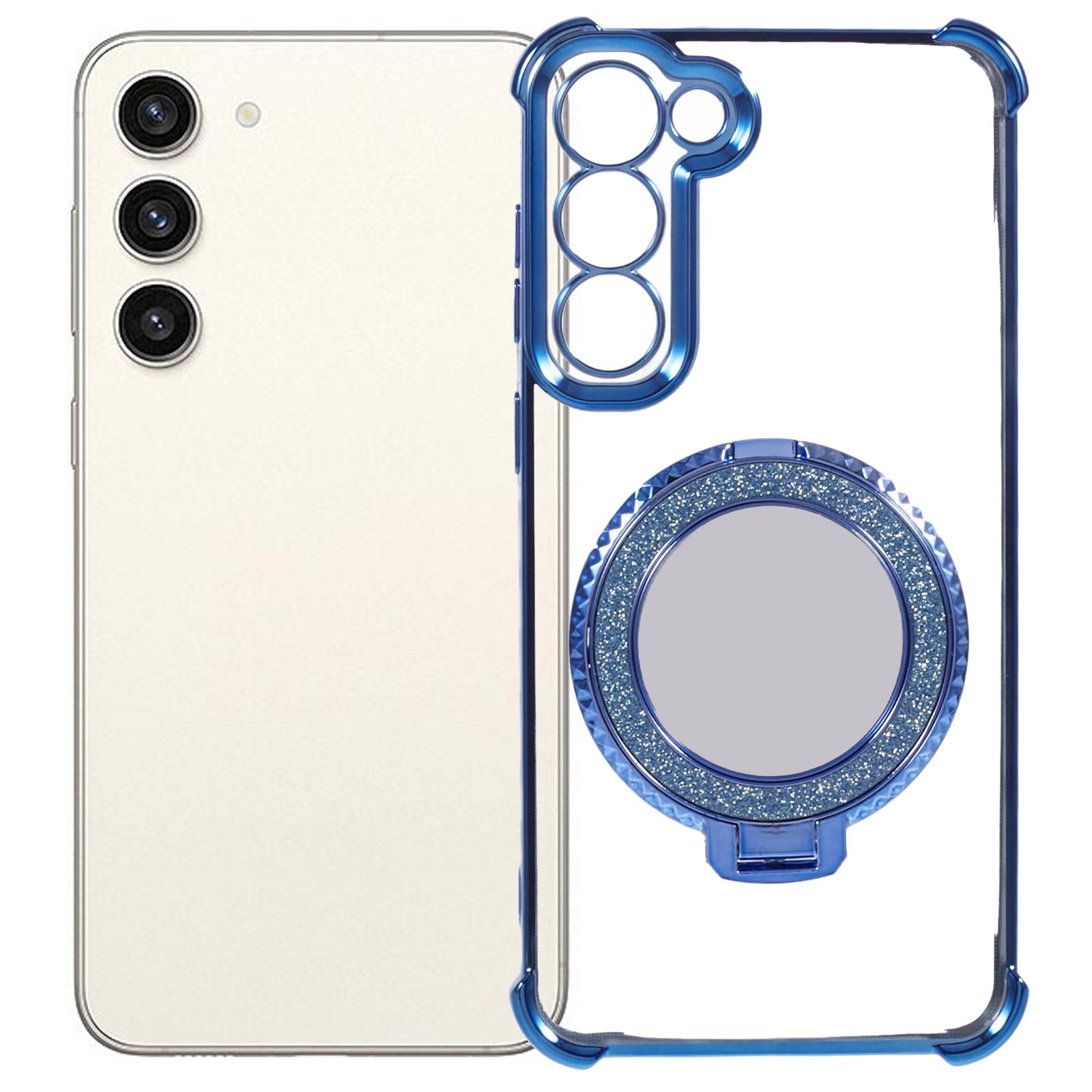 

For Samsung Galaxy S23 Case Mirror Kickstand TPU Phone Cover Side Heart Pattern F