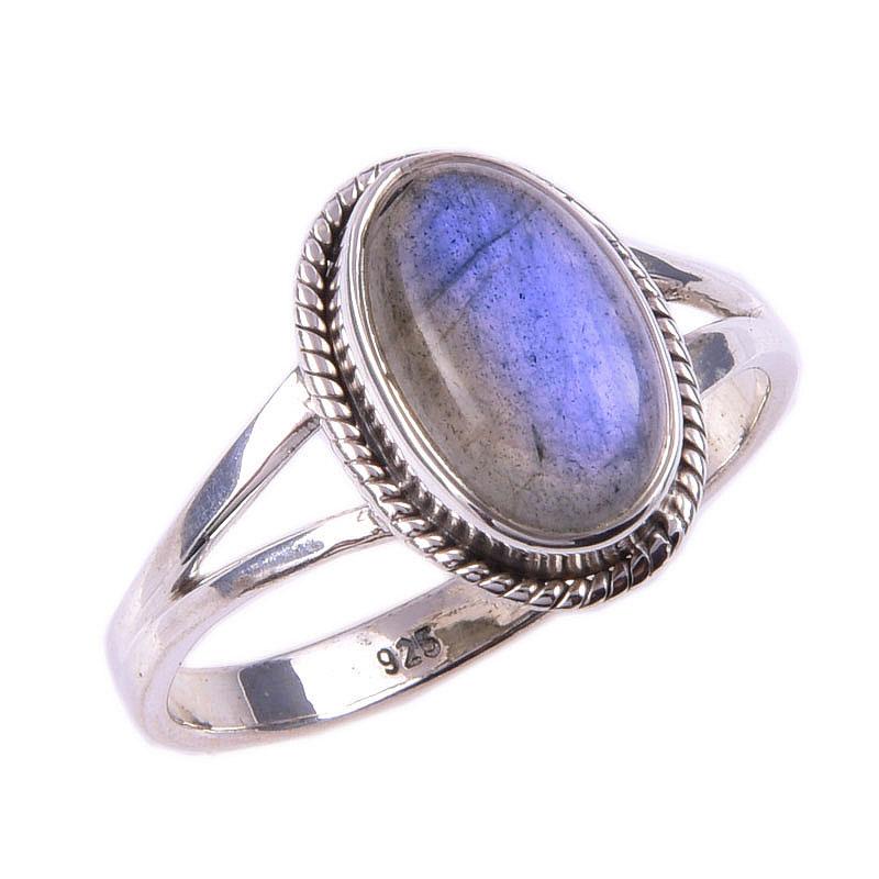 Natural Labradorite Gemstone Handmade 925 Solid Sterling Silver Ring S.10 V7w23