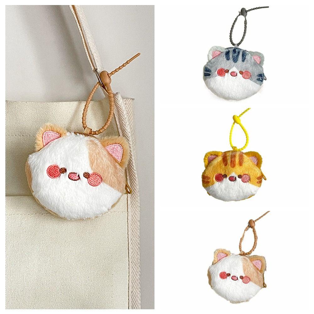 Data Cable Storage Bag Cat Coin Purse Zipper Plush Earphone Bag Fashion Cartoon Wallet  Girls