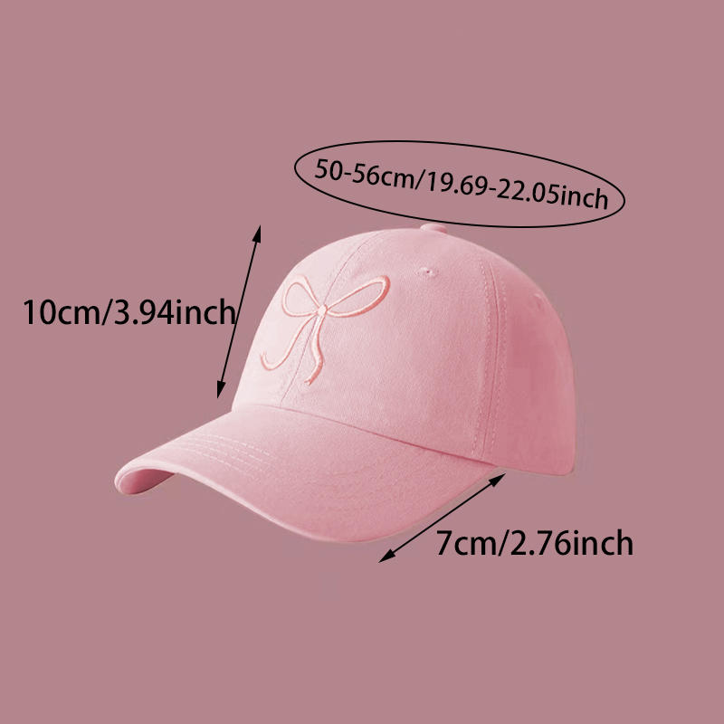 Bow Tie Baseball Cap Female Big Head Baseball Cap American Wide Brim Retro Trend Embroidery Duck Tongue Cap
