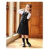 Anti-wrinkle Kids Girls Pleated Skirt Solid Color Midi Length Preppy Style Versatile Casual School Skirt for Girls Daily Wear