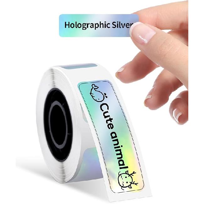 D30 Labels - D30 Thermal Self-Adhesive Label, 3/8"× 1 1/2" (12mm×40mm), 100 Labels/Roll, Compatible with Phomemo D30 Label Maker, Holographic