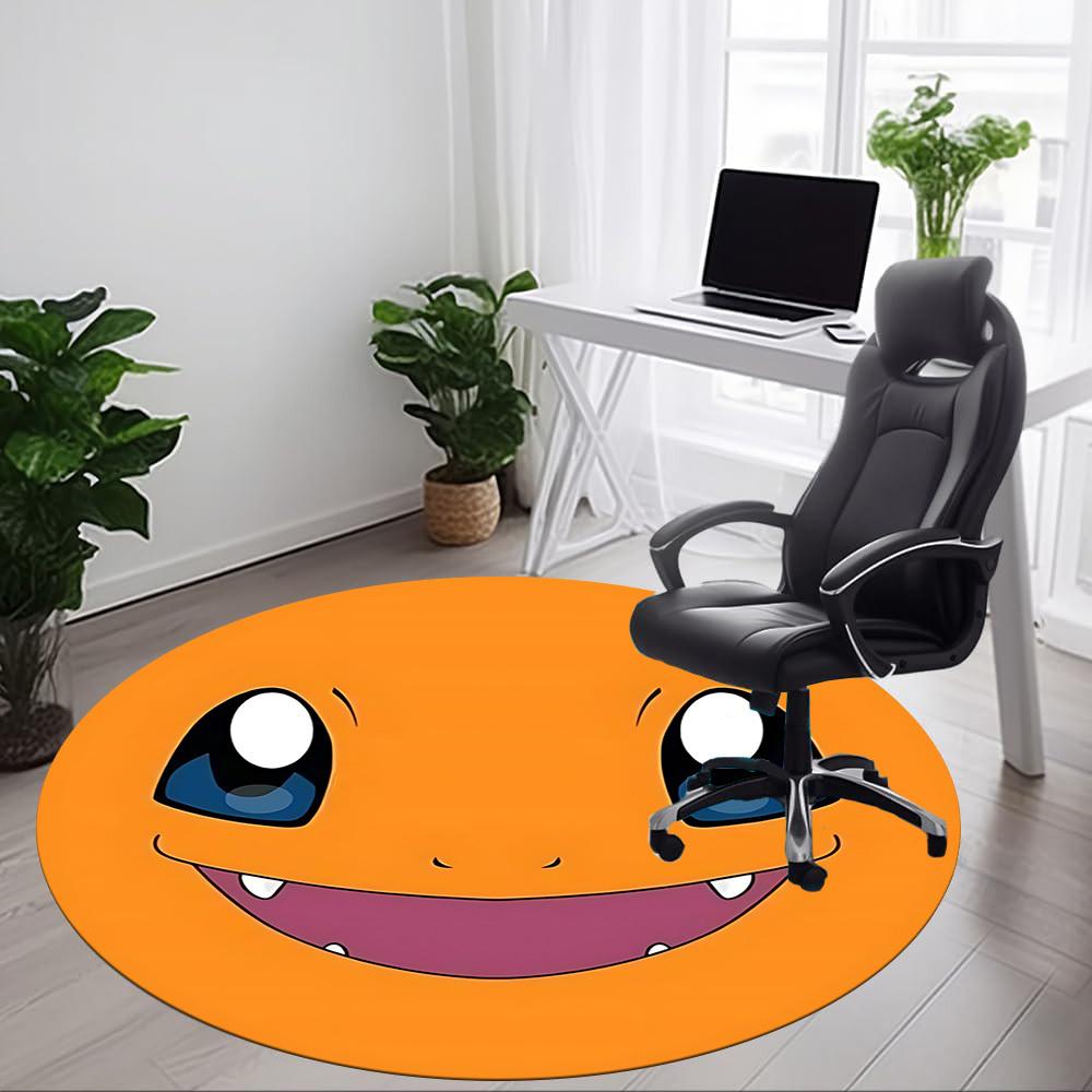 1pc Charmander Office Round Area Rug, Indoor Mat Suitable For Office, Under Office Chairs Bedroom Living Room Home Decor, Room Deco208