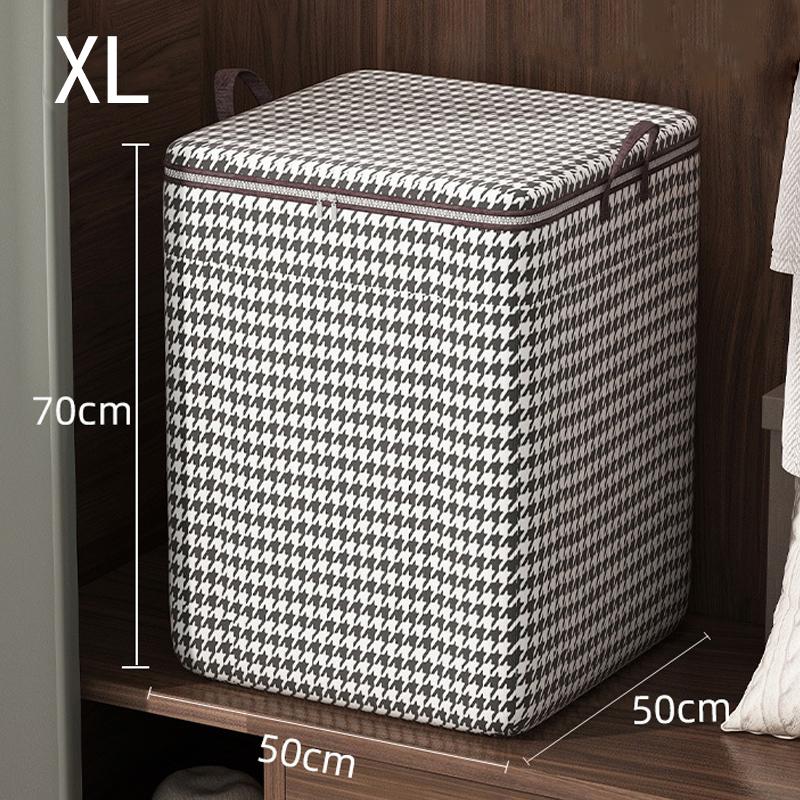 Houndstooth Storage Bag Extra Large Organizer for Blankets Wardrobe Essentials Blanket Box Container with Dustproof Zipper