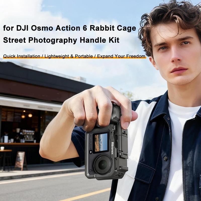 Quick-Shot Street Grip Vlog Holder Combo Camera Grip Holder For Dji Osmo Action6 Camera Rabbit Cage Camera Accessories