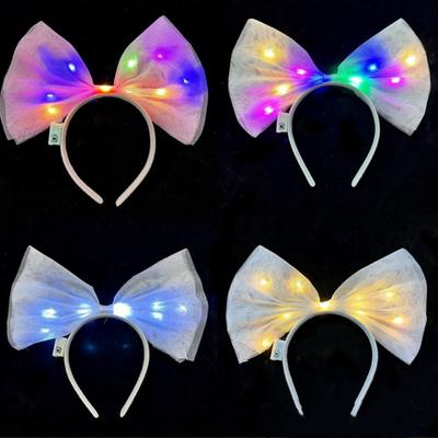 New Year Decoration LED Bow Headband Bowknot Glowing Hair Band Funny   LED Light Toy