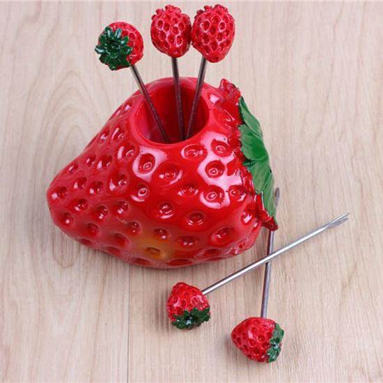 Creative Heart-Shaped Fruit Skewer Set - Stainless Steel Forks for Restaurants & Gifts