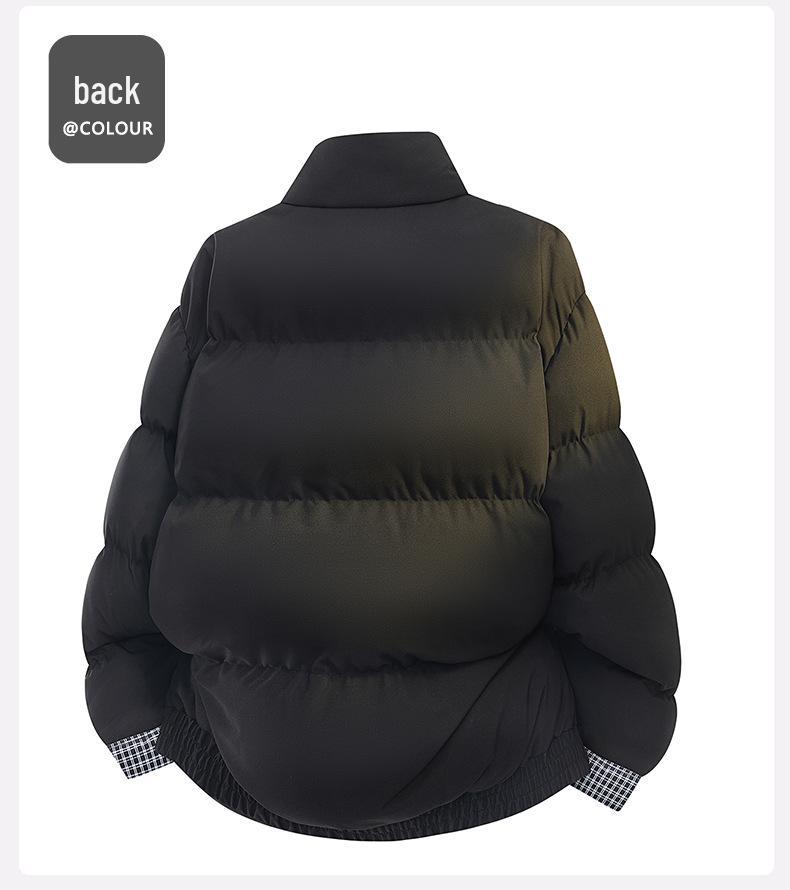 Męska Zimowa Modna Pikowana Kurtka Puffer w Kratę z Łatkami, Pogrubiona i Ciepła dla Par